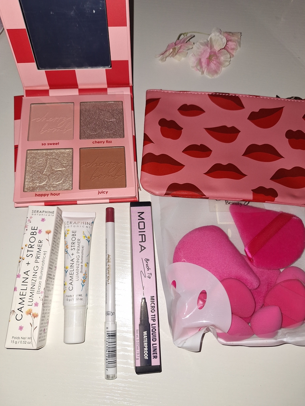 Pink Lip & Cheek Makeup Palette with Accessories Assorted Brands